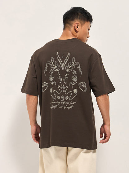 Men's Pure Cotton Graphic Printed Oversize T-Shirt TSH-EMBR-BR