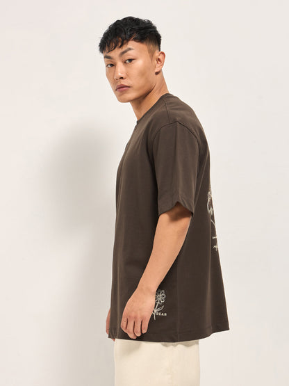 Men's Pure Cotton Graphic Printed Oversize T-Shirt TSH-EMBR-BR