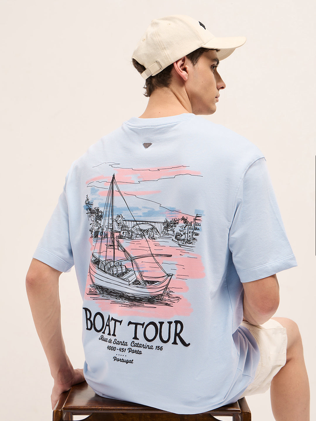 Men Graphic Printed Crew Neck Pure Cotton Oversize Tshirt TSH-INKA-BL