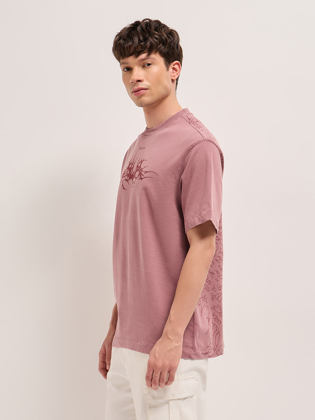 Men Graphic Printed Crew Neck Pure Cotton Oversize Tshirt TSH-LINER-PK