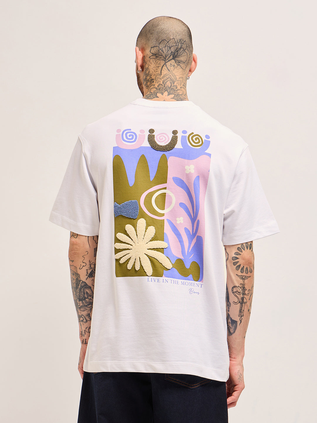 Men's Pure Cotton Printed OversizeTee TSH-LIVE-WH