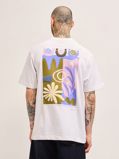 Men's Pure Cotton Printed OversizeTee TSH-LIVE-WH