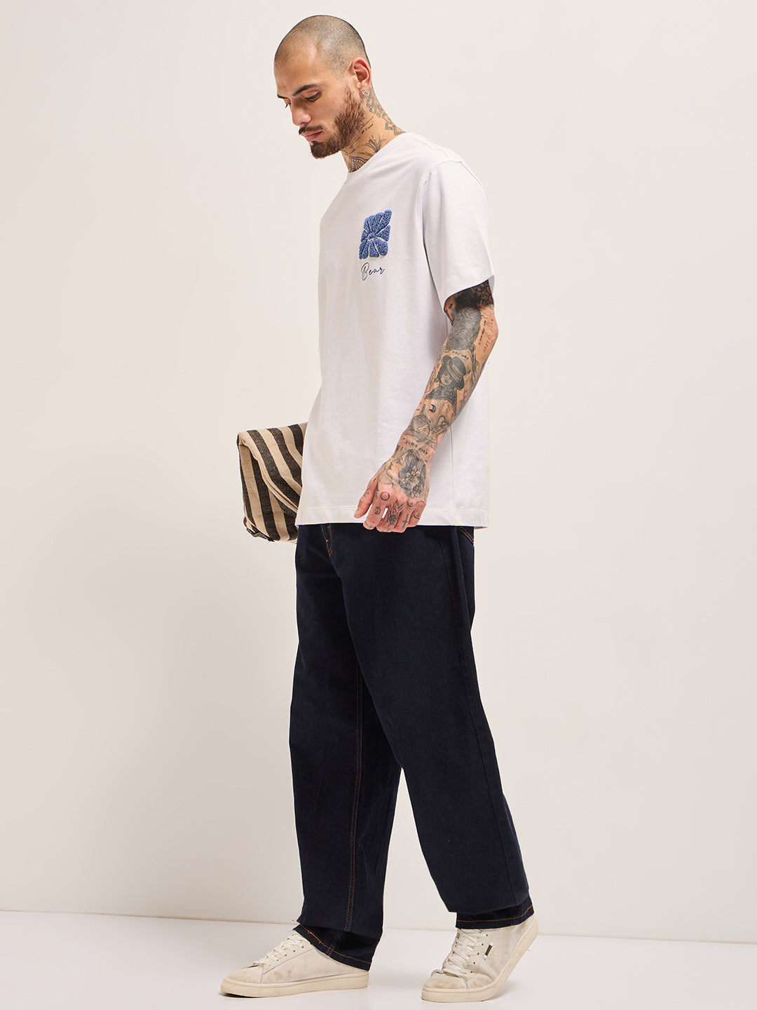 Men's Pure Cotton Printed OversizeTee TSH-LIVE-WH