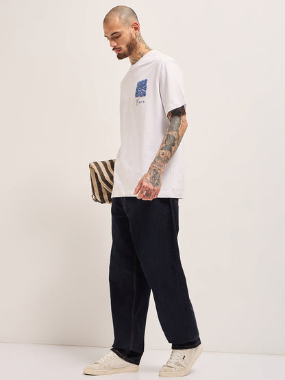 Men's Pure Cotton Printed OversizeTee TSH-LIVE-WH