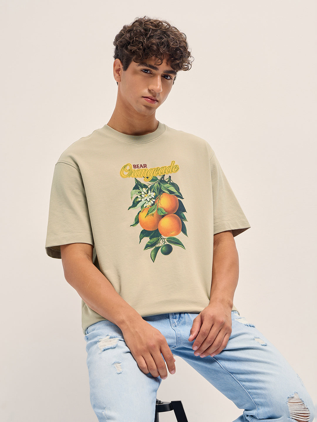 Men Graphic Printed Crew Neck Pure Cotton Oversize Tshirt TSH-ORANGEADE-BG
