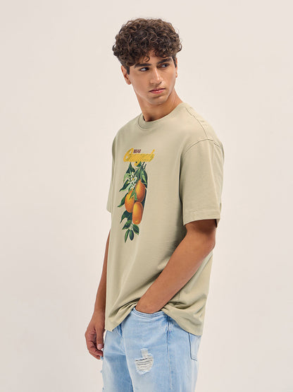 Men Graphic Printed Crew Neck Pure Cotton Oversize Tshirt TSH-ORANGEADE-BG