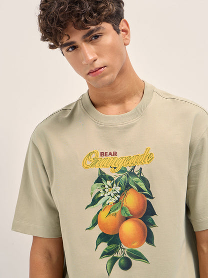 Men Graphic Printed Crew Neck Pure Cotton Oversize Tshirt TSH-ORANGEADE-BG
