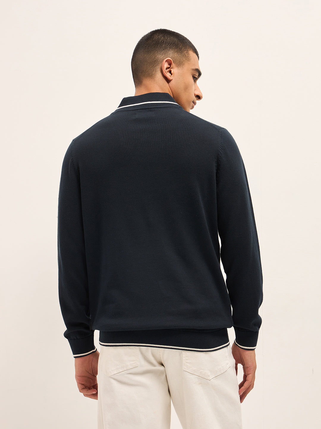 Men's Pure Cotton Shawl Collar Knit Tshirt TSH-OULO-BL