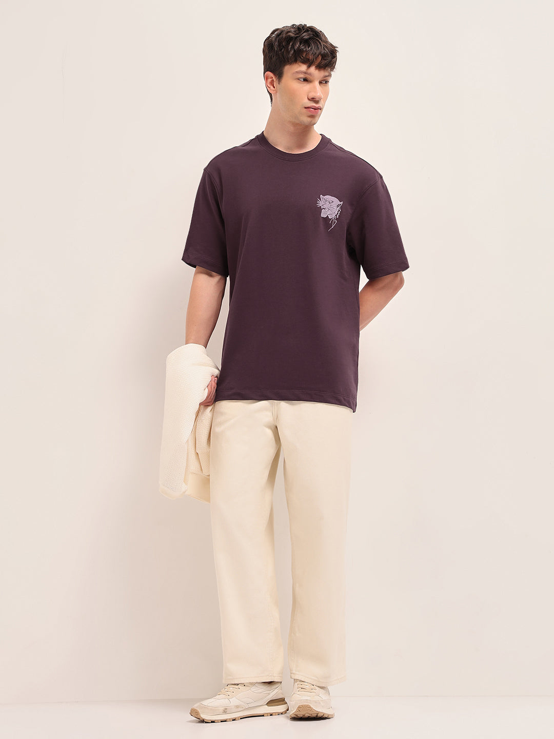 Men Animal Printed Crew Neck Pure Cotton Oversize Tshirt TSH-QUIP-MR