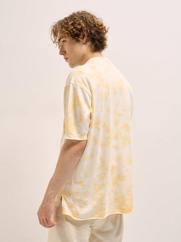 Men's Yellow Tie-Dyed Oversized T-Shirt TSH-RAPOT-YL