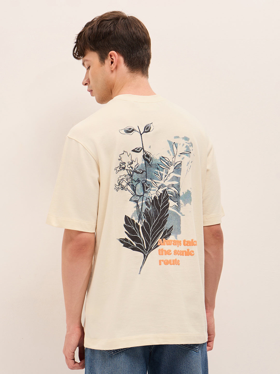 Men Pure Cotton Oversize Fit Crew Neck T-Shirt TSH-SCENE-CR