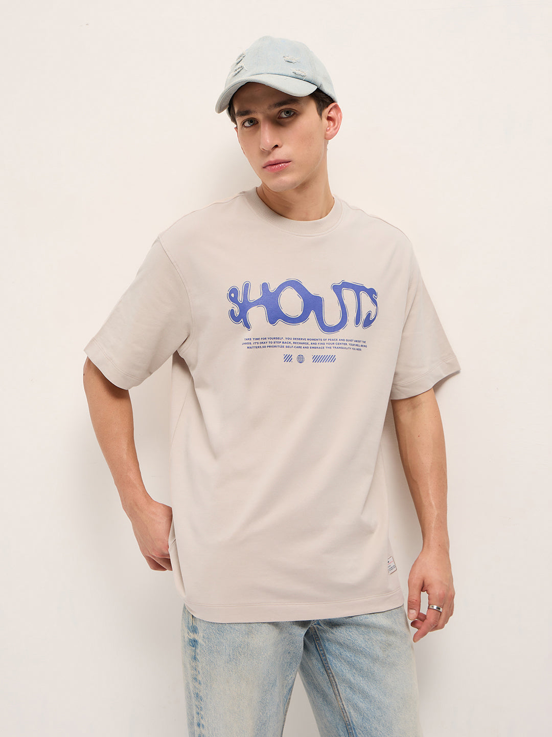 Men Pure Cotton Crew Neck Oversize Fit Tshirt TSH-SHOUT-BG