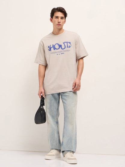 Men Pure Cotton Crew Neck Oversize Fit Tshirt TSH-SHOUT-BG