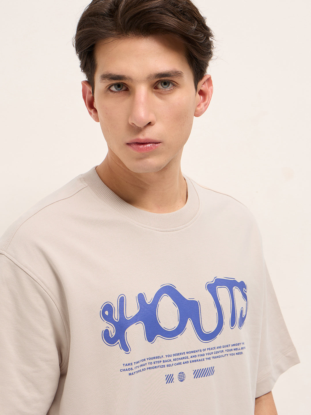 Men Pure Cotton Crew Neck Oversize Fit Tshirt TSH-SHOUT-BG