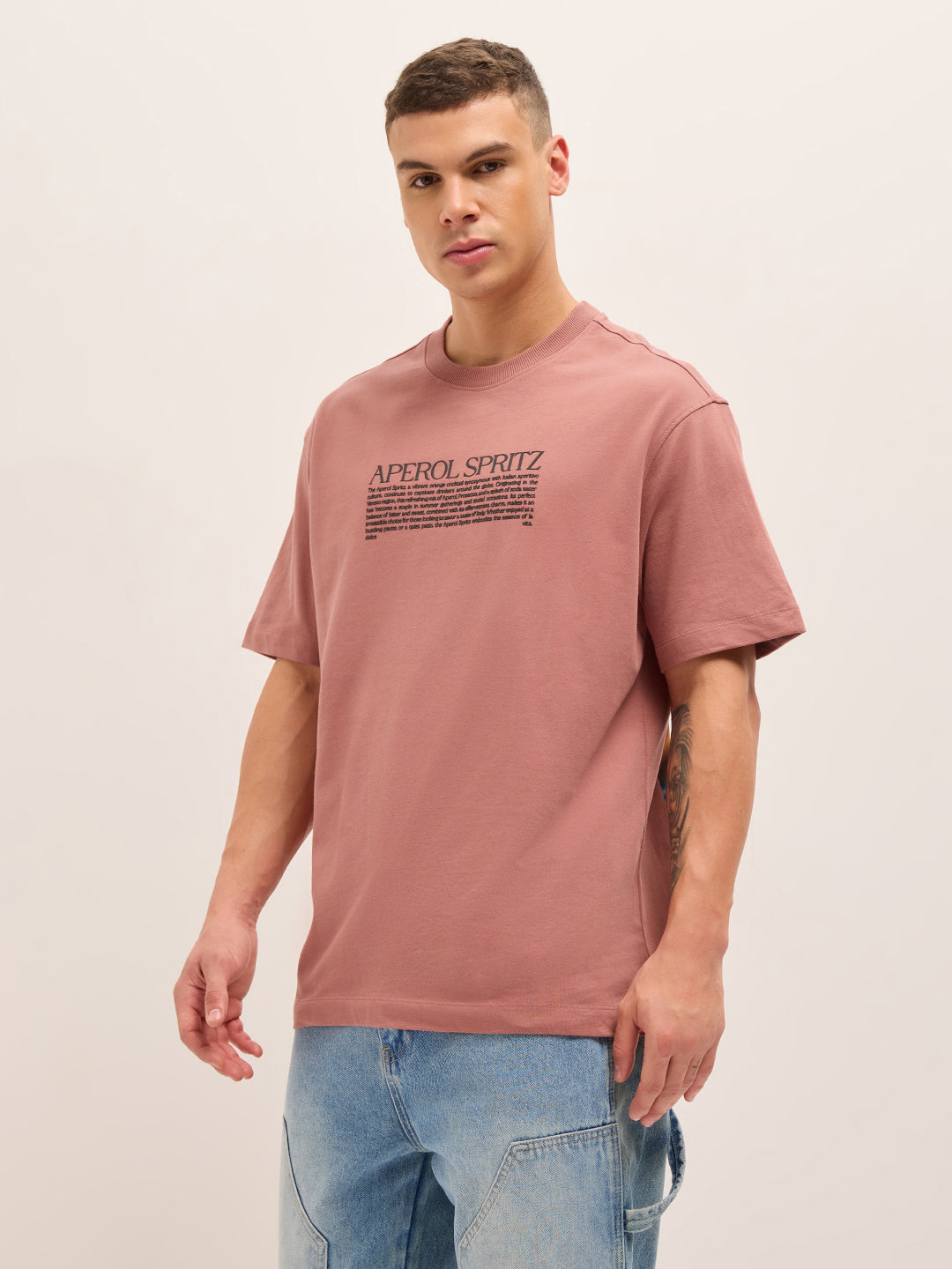 Men Graphic Printed Crew Neck Pure Cotton Oversize Tshirt TSH-SPRITZ-MR