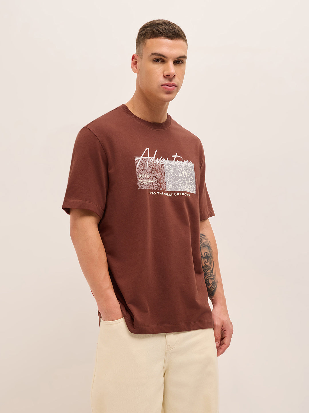 Men Graphic Printed Crew Neck Pure Cotton Relax Fit Tshirt TSH-TAGE-RT