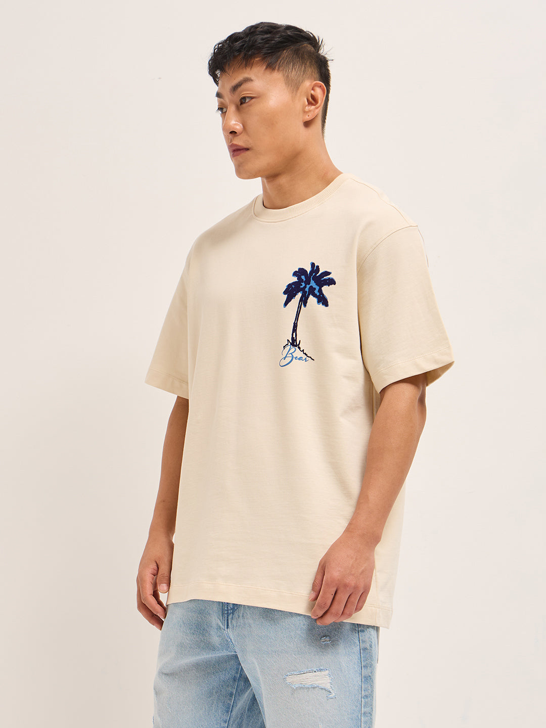 Men's Pure Cotton Graphic Printed OversizeTee TSH-TREE-CR