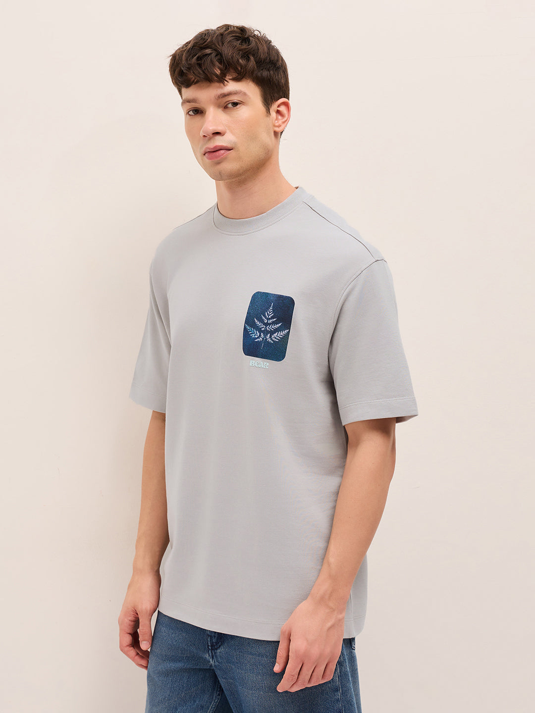 Men Pure Cotton Oversize Fit Crew Neck T-Shirt TSH-TWEEN-GY