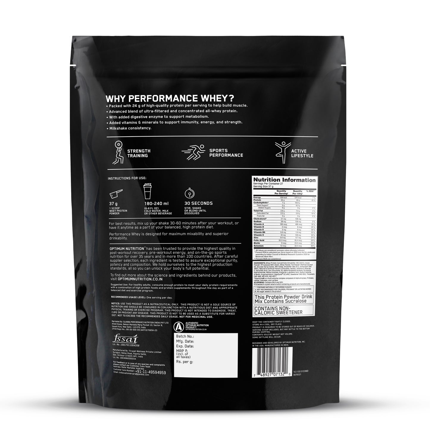 Performance Whey  (Ultra-Filtered and Concentrated )