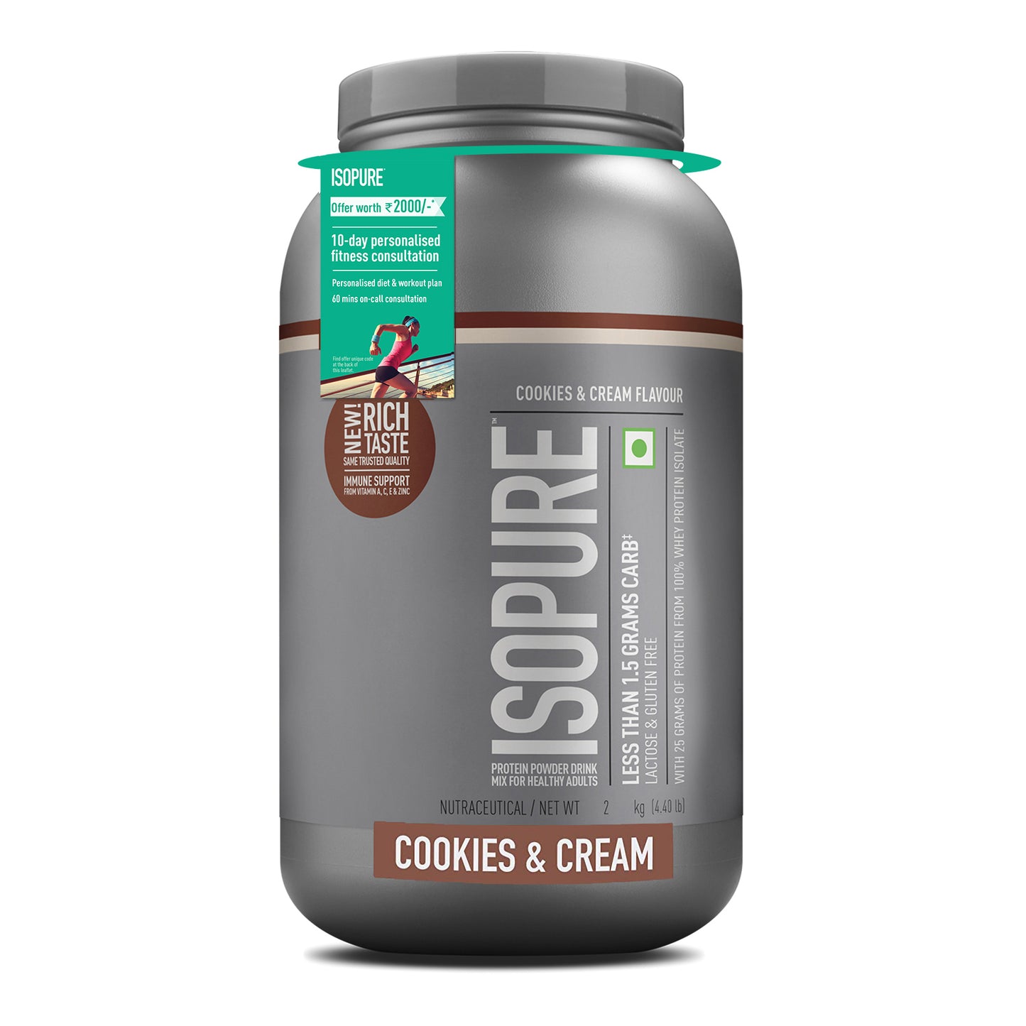 Isopure Whey Protein Isolate Powder with Vitamins for Immune Support - 2 kg (Cookies & Cream) | ISOPURE at Broadway
