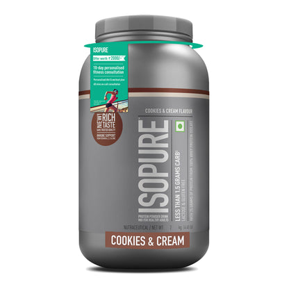 Isopure Whey Protein Isolate Powder with Vitamins for Immune Support - 2 kg (Cookies & Cream) | ISOPURE at Broadway