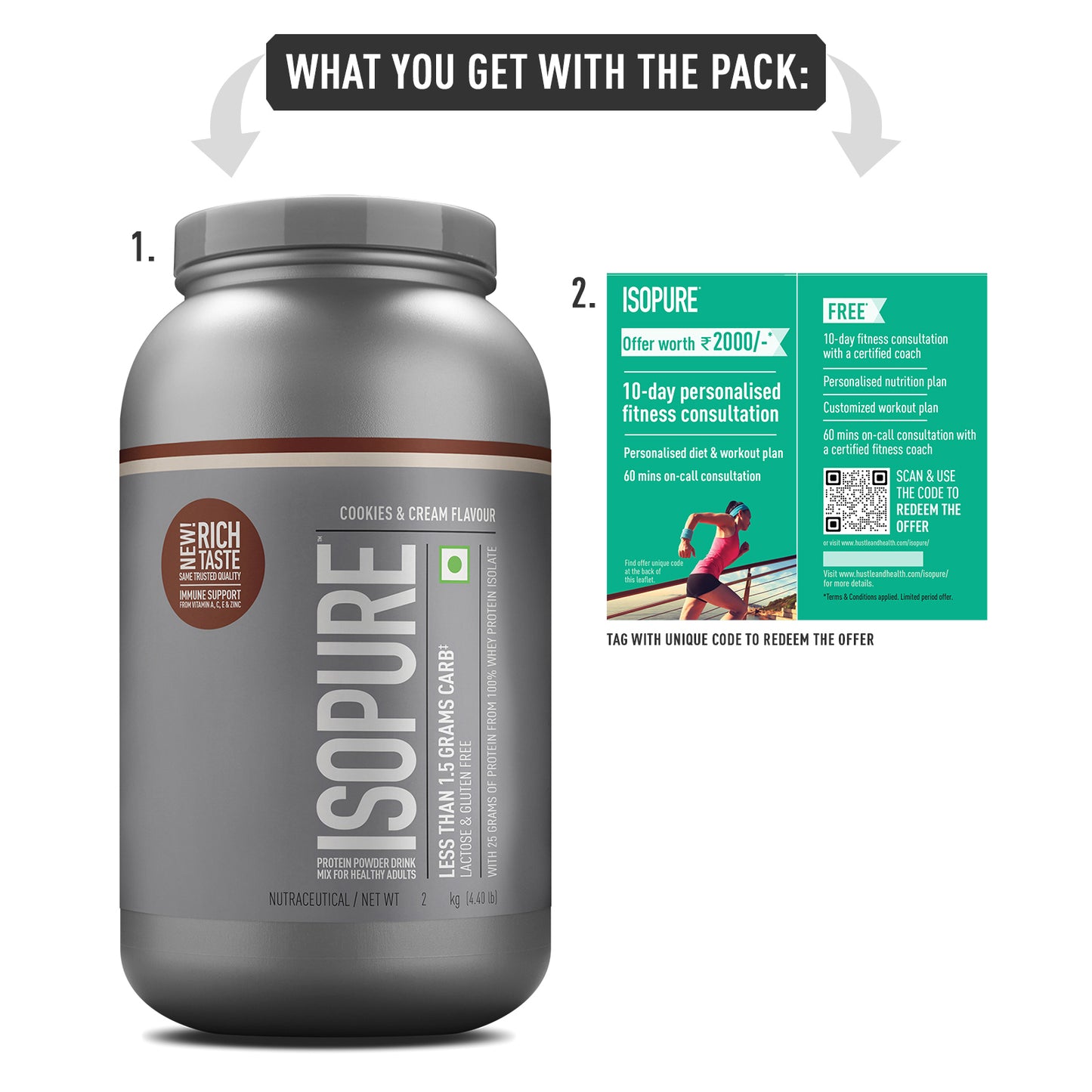 Isopure Whey Protein Isolate Powder with Vitamins for Immune Support - 2 kg (Cookies & Cream) | ISOPURE at Broadway