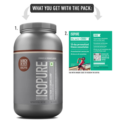 Isopure Whey Protein Isolate Powder with Vitamins for Immune Support - 2 kg (Cookies & Cream) | ISOPURE at Broadway