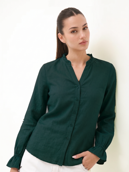 Ruffle Collar Shirt - Teal