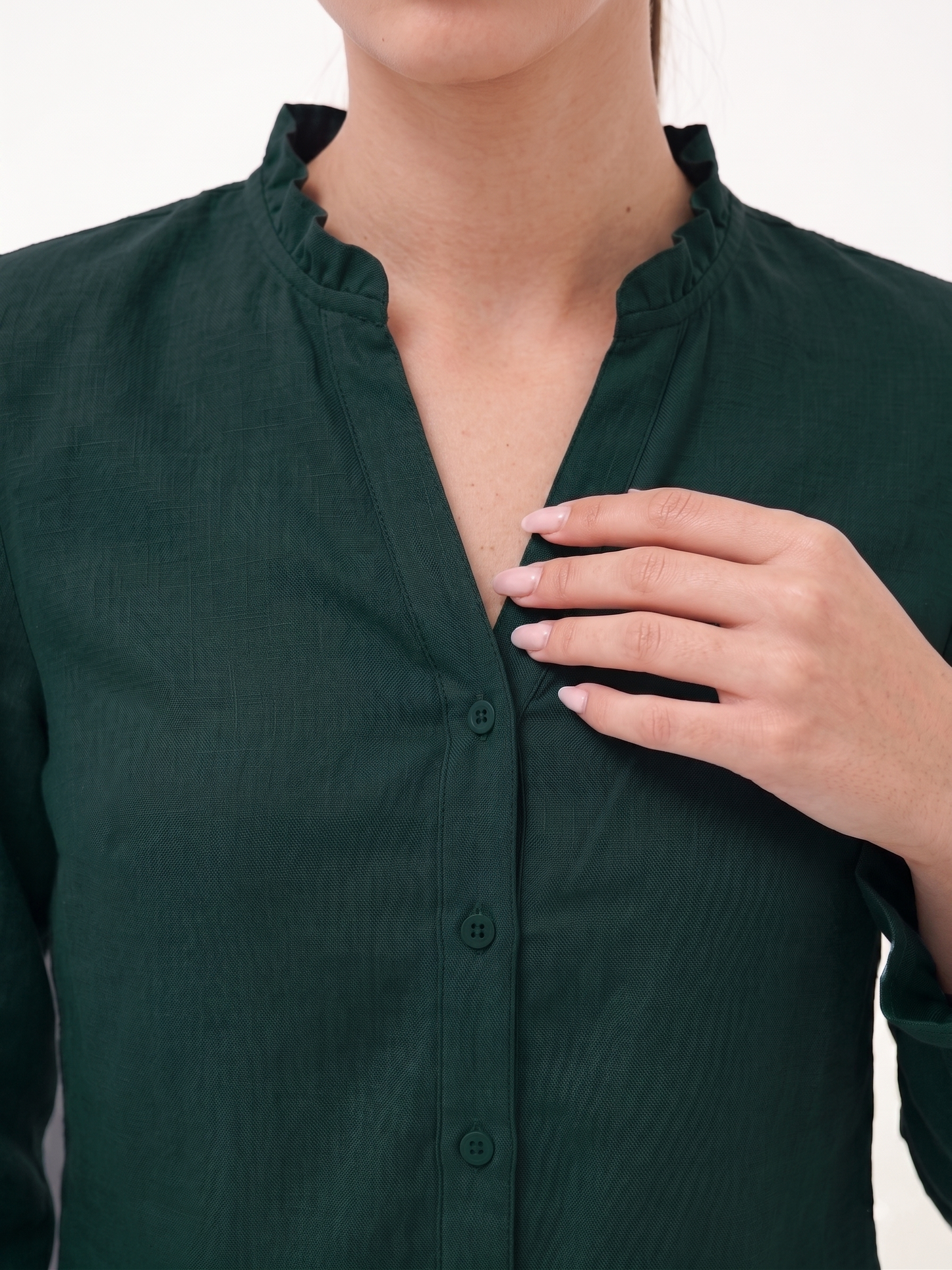 Ruffle Collar Shirt - Teal
