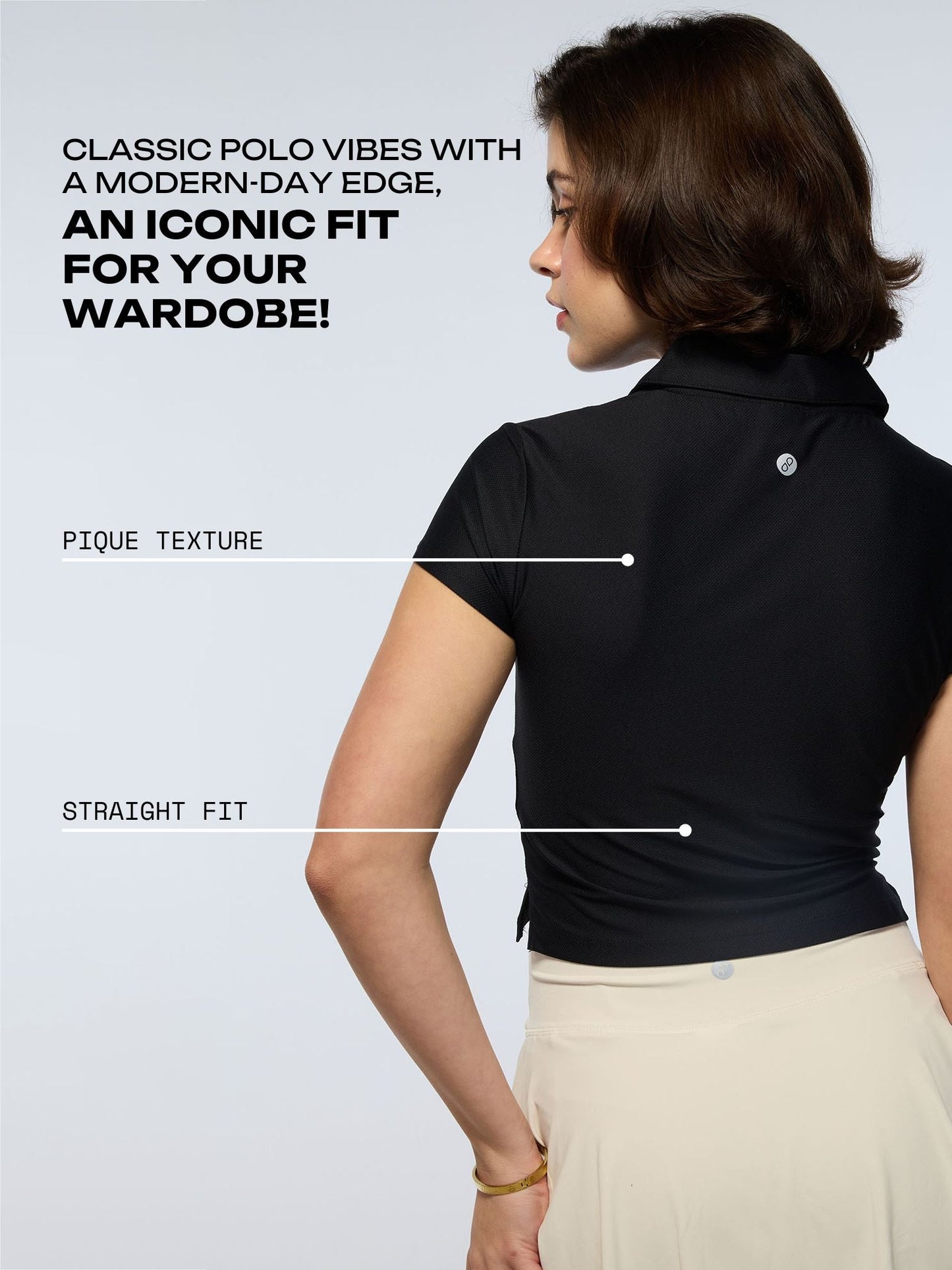 Black Techpique Cropped Polo