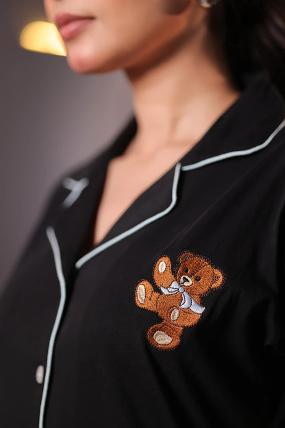 Teddy Embroidery Premium Pyjama Set
