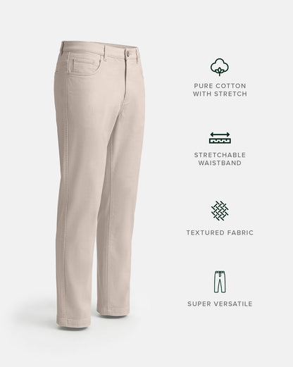 The 5 Pocket Textured Pant Almond Milk