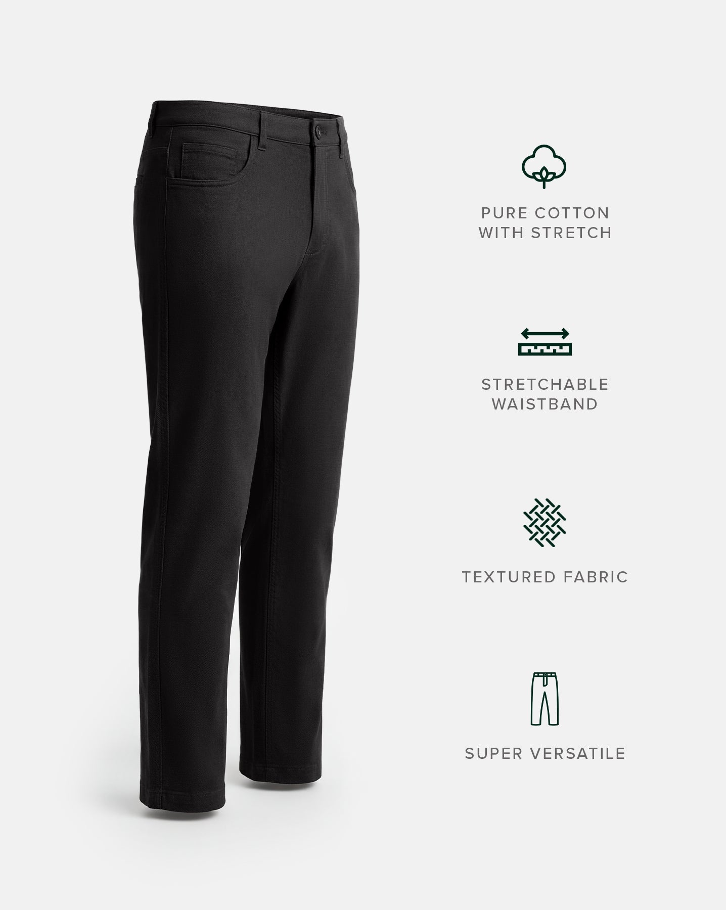 The 5 Pocket Textured Pant Charcoal