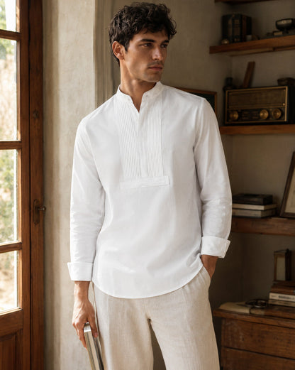 The Half Pintuck Placket Runway Shirt Off White