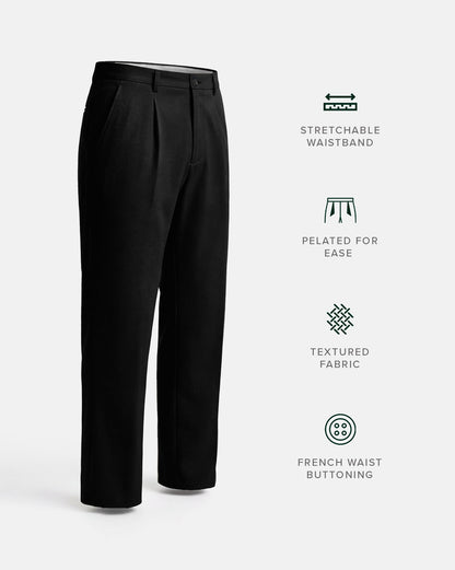 The Relaxed Textured Runway Pant Black