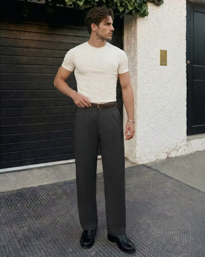 The Relaxed Textured Runway Pant Grey