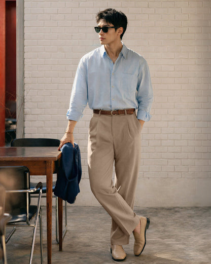 The Relaxed Textured Runway Pant Light Wood