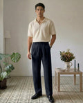 The Relaxed Textured Runway Pant Navy