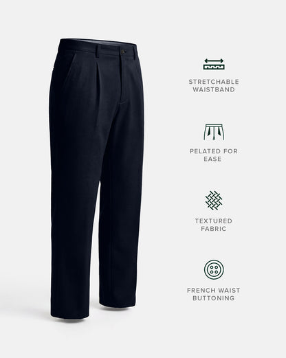 The Relaxed Textured Runway Pant Navy