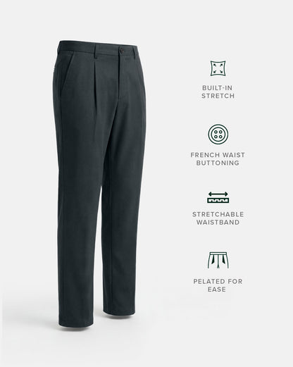 The Slate Grain Pleated Tailored Pant