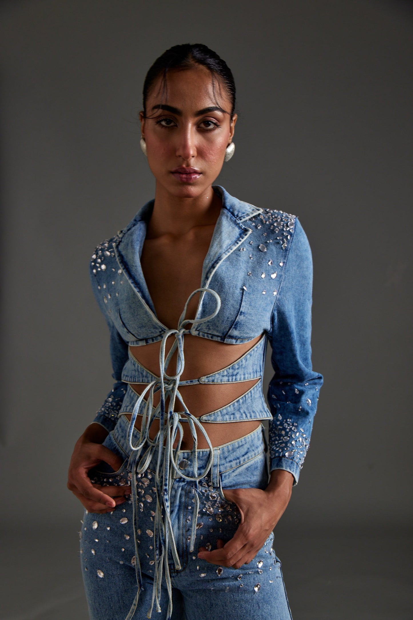 Embellished Cutout Blazer