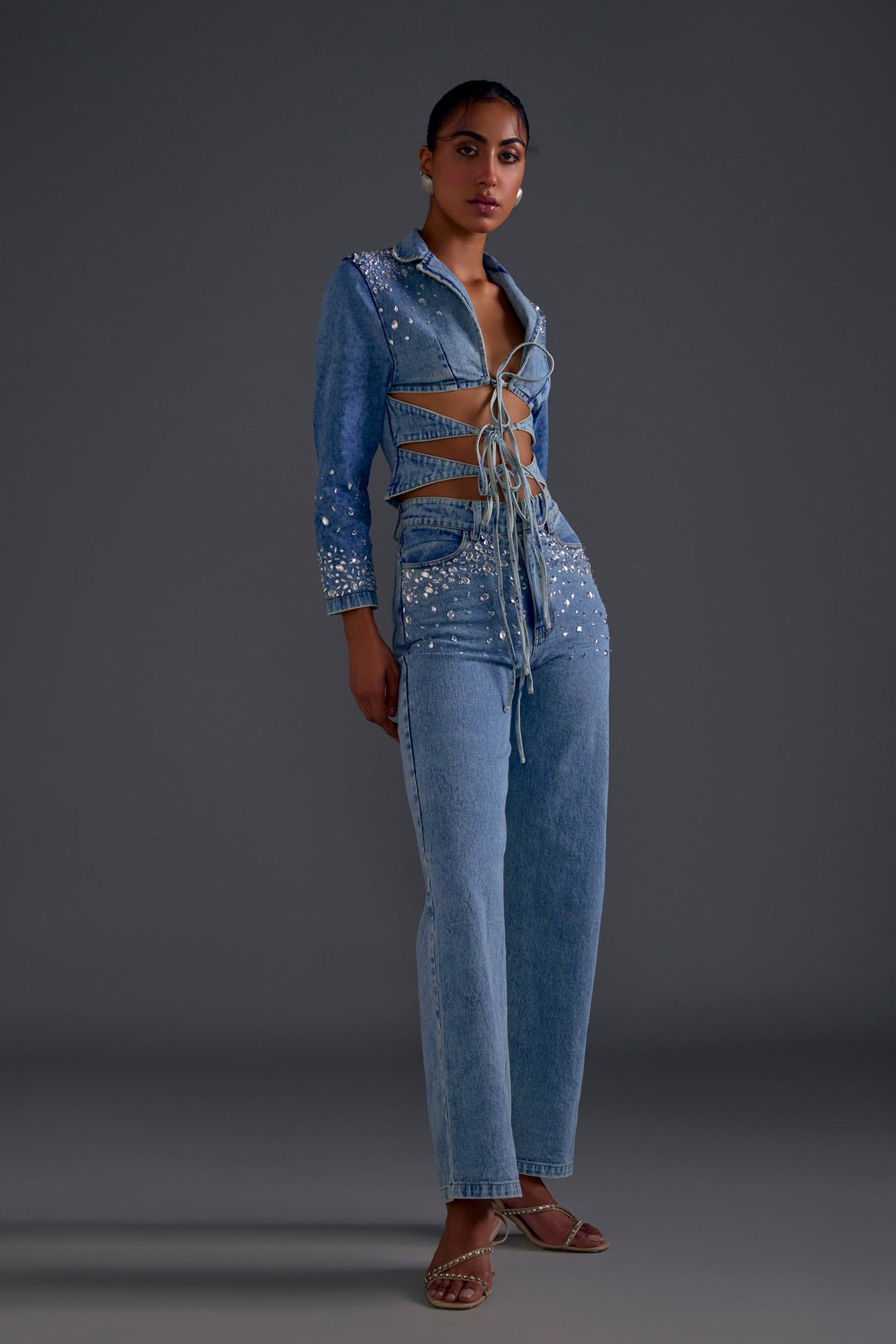 Embellished Wide Leg Jeans