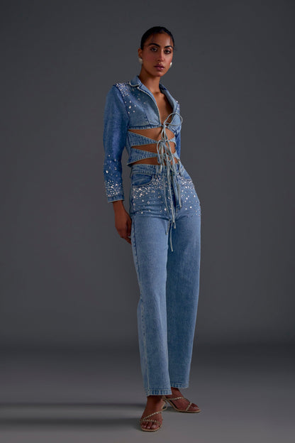 Embellished Wide Leg Jeans