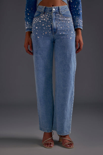 Embellished Wide Leg Jeans