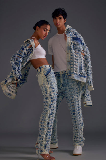Blue Distressed Denim Jacket