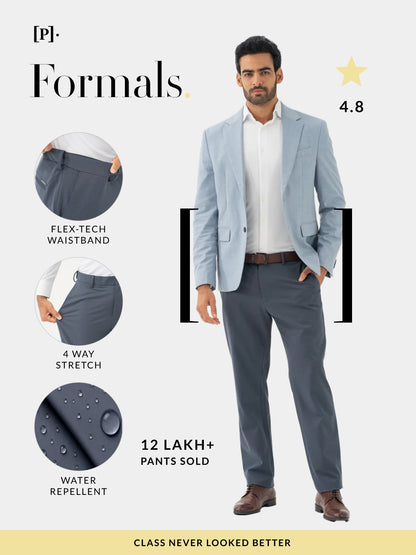 Thunder Grey Water Repellent Relaxed Fit Stretch Formal Pants