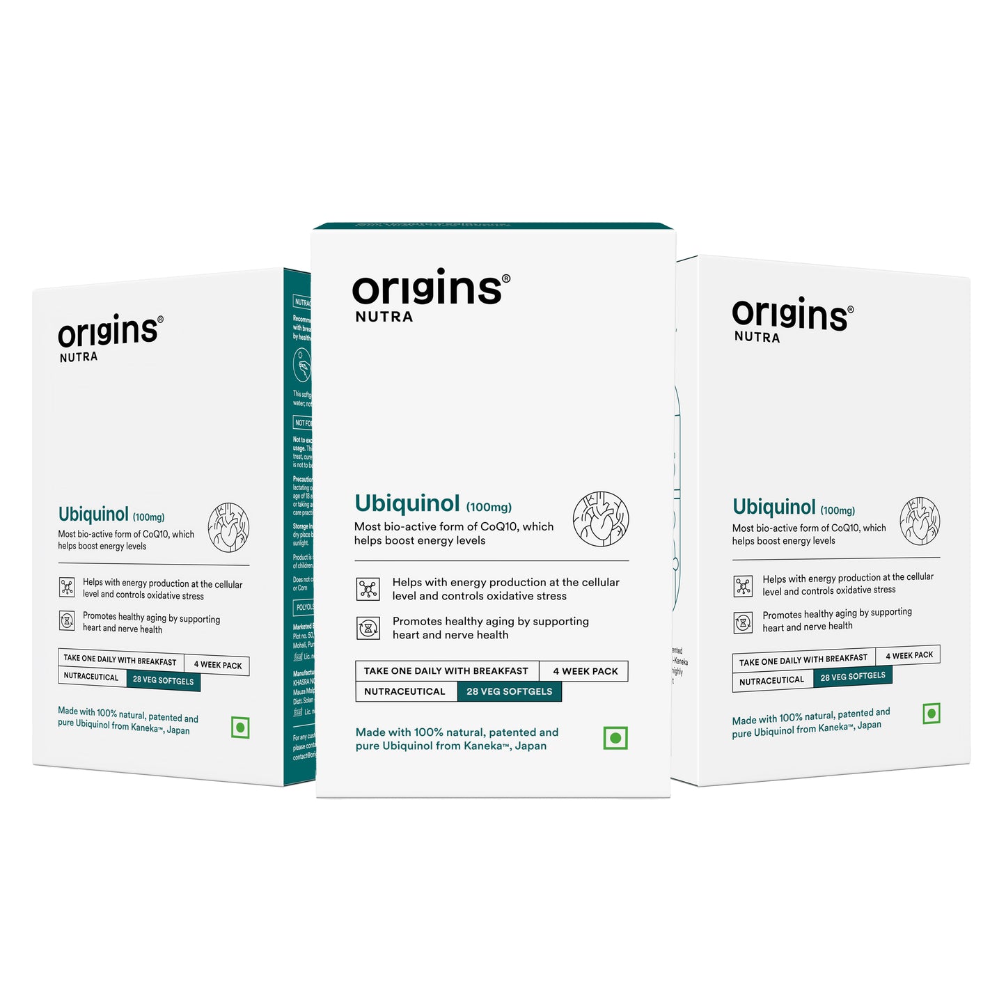 Origins Nutra Ubiquinol (100mg) | Boost Energy, Supports Heart & Healthy Ageing, Enhance Antioxidant Protection | Ubiquinol | GMP Certified | For Men & Women | 28 Soft Gels