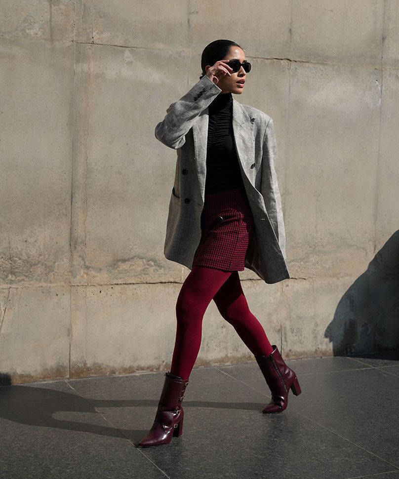 Bordeaux Fur Stockings