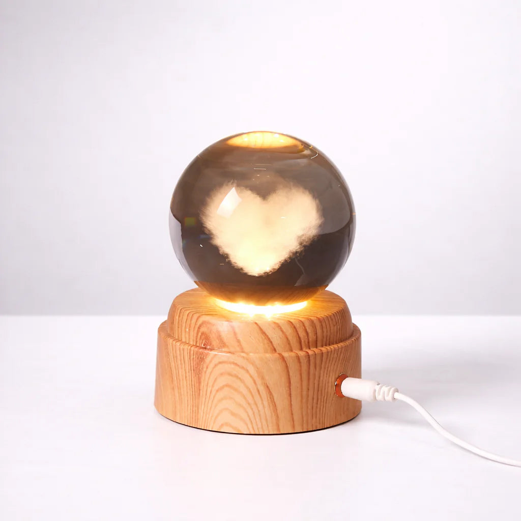 Spinning HeartGlow Crystal Lamp