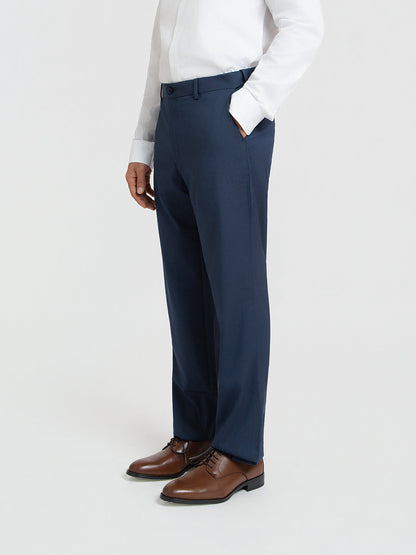 Offshore Blue Mini Checks Relaxed Fit Formal Trousers